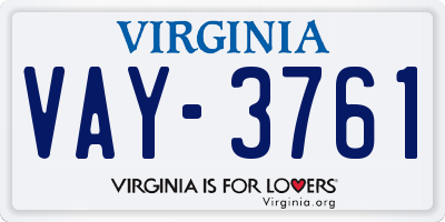 VA license plate VAY3761