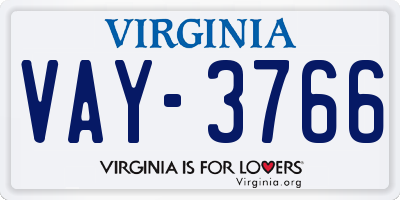VA license plate VAY3766