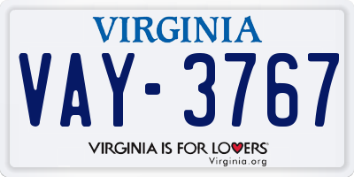 VA license plate VAY3767