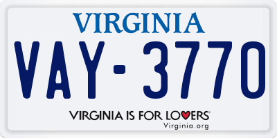 VA license plate VAY3770