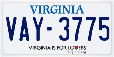 VA license plate VAY3775