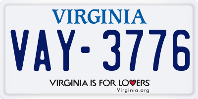 VA license plate VAY3776
