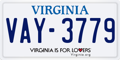 VA license plate VAY3779