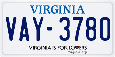VA license plate VAY3780