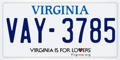 VA license plate VAY3785