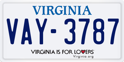 VA license plate VAY3787