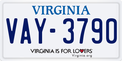 VA license plate VAY3790