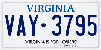 VA license plate VAY3795