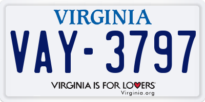 VA license plate VAY3797