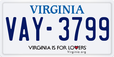 VA license plate VAY3799