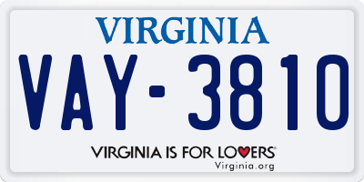 VA license plate VAY3810