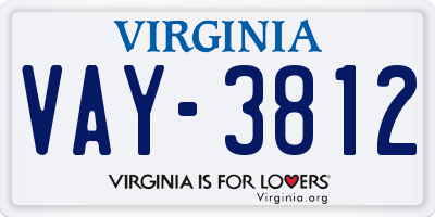 VA license plate VAY3812