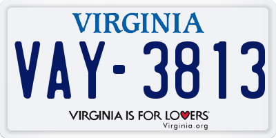 VA license plate VAY3813