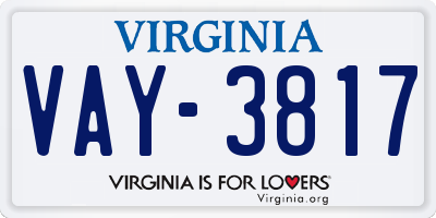 VA license plate VAY3817
