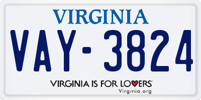VA license plate VAY3824