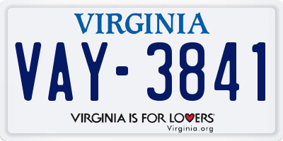 VA license plate VAY3841