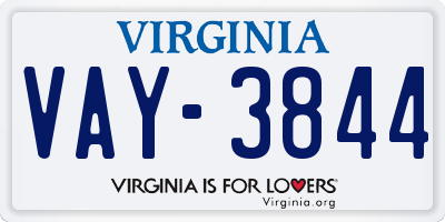VA license plate VAY3844