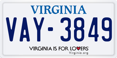 VA license plate VAY3849