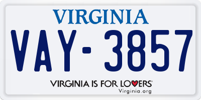 VA license plate VAY3857