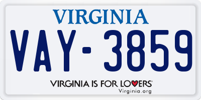 VA license plate VAY3859