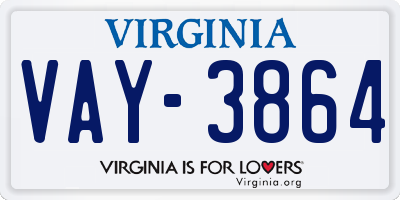 VA license plate VAY3864