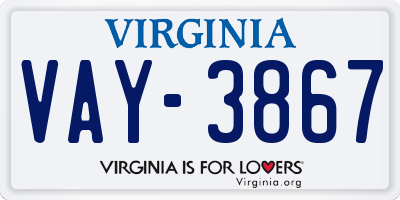 VA license plate VAY3867