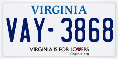VA license plate VAY3868
