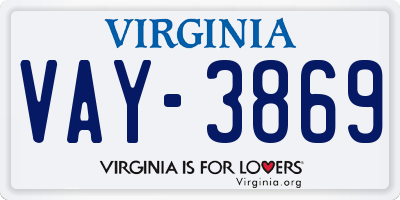 VA license plate VAY3869