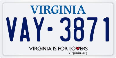 VA license plate VAY3871