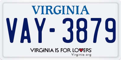 VA license plate VAY3879