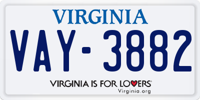 VA license plate VAY3882