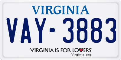 VA license plate VAY3883
