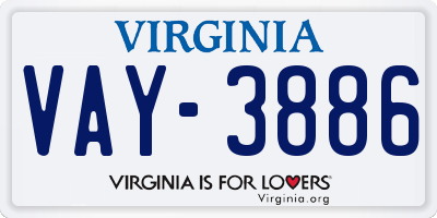 VA license plate VAY3886