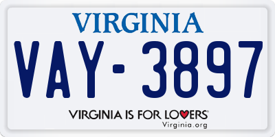 VA license plate VAY3897