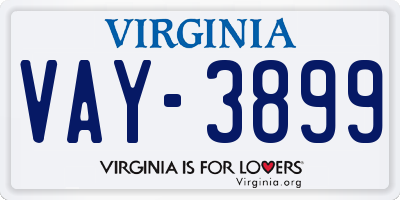 VA license plate VAY3899