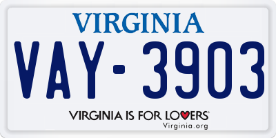 VA license plate VAY3903