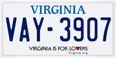 VA license plate VAY3907
