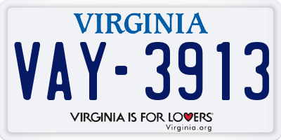 VA license plate VAY3913