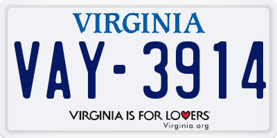 VA license plate VAY3914