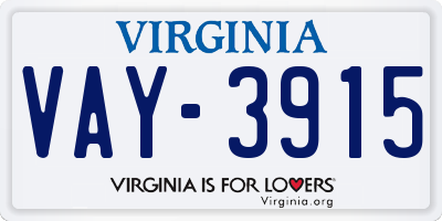 VA license plate VAY3915