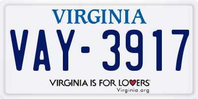 VA license plate VAY3917