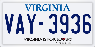 VA license plate VAY3936