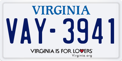 VA license plate VAY3941