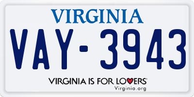 VA license plate VAY3943