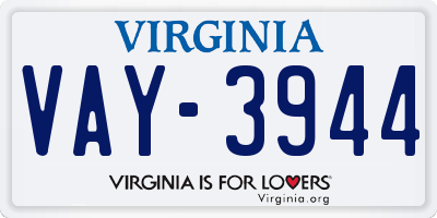 VA license plate VAY3944