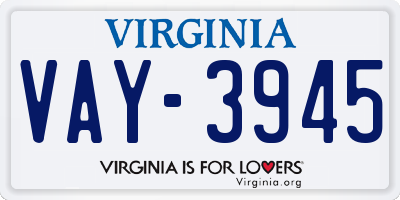 VA license plate VAY3945