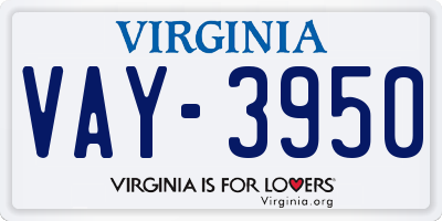 VA license plate VAY3950