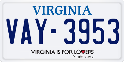 VA license plate VAY3953
