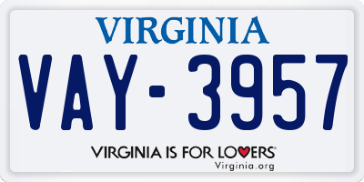 VA license plate VAY3957