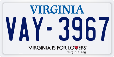 VA license plate VAY3967